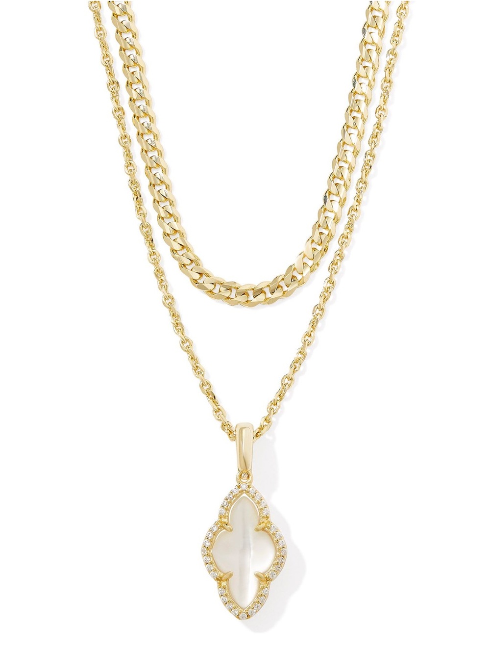 KENDRA SCOTT Abbie Pave framed multi strand ivory mother of pearl necklace